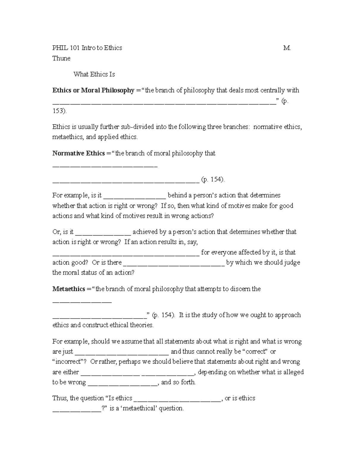 PHIL 101 Final Exam Notes: Overview of Ethics and Moral Philosophy ...