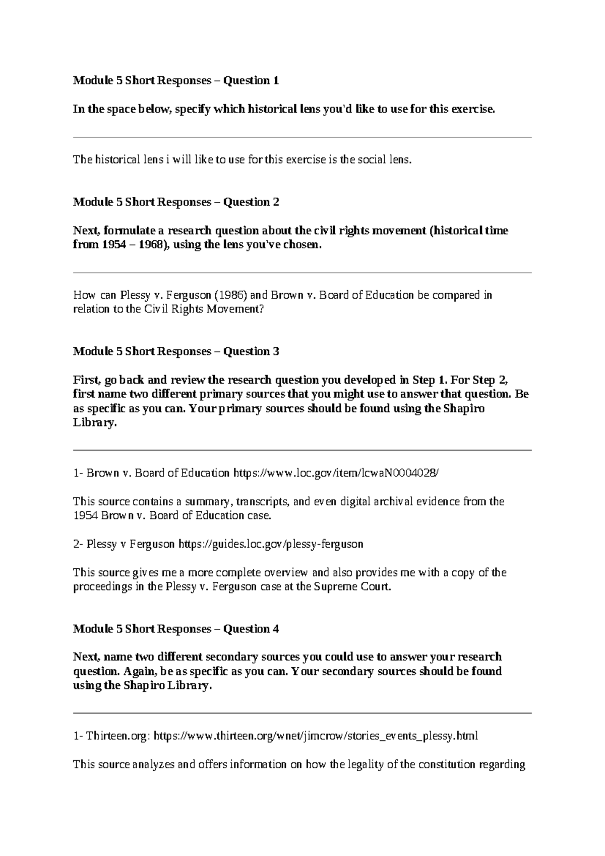 Edmary Cruz HIS 200 Applied History - Module 5 Short Responses ...
