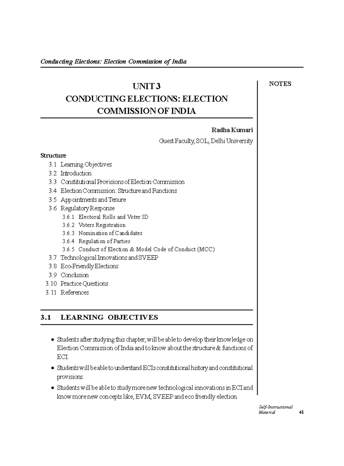 ECI 101: Conducting Elections in India - Structure & Functions Notes ...