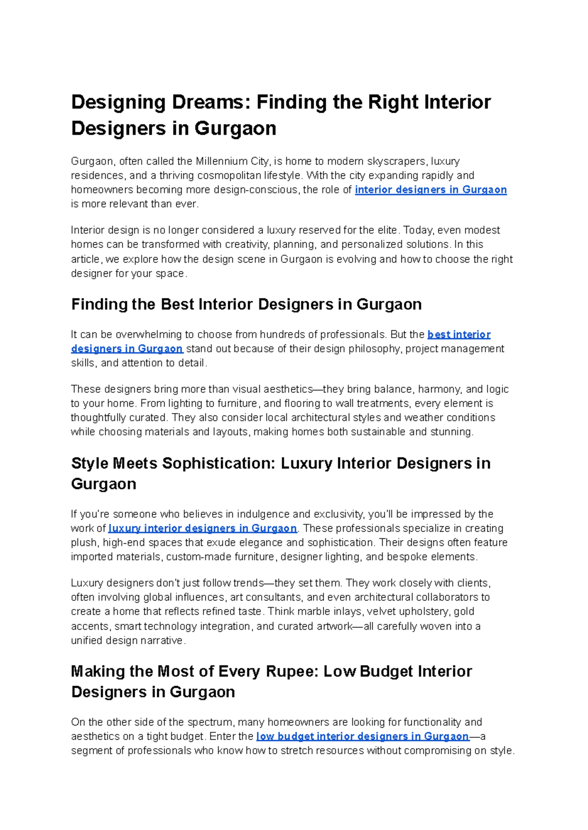 Interior Design Insights: Choosing the Right Designers in Gurgaon - Studocu