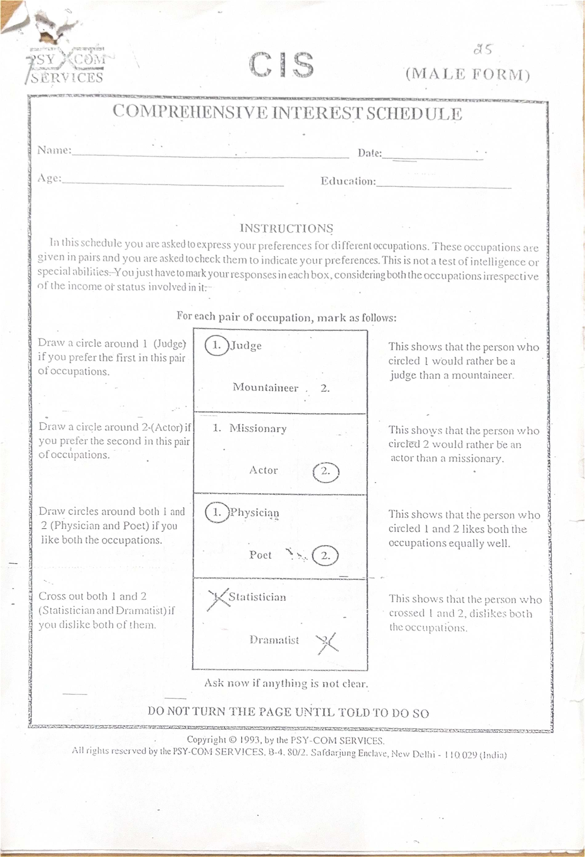 CSI Questionnaire: Preferences for Occupations and Roles - Studocu