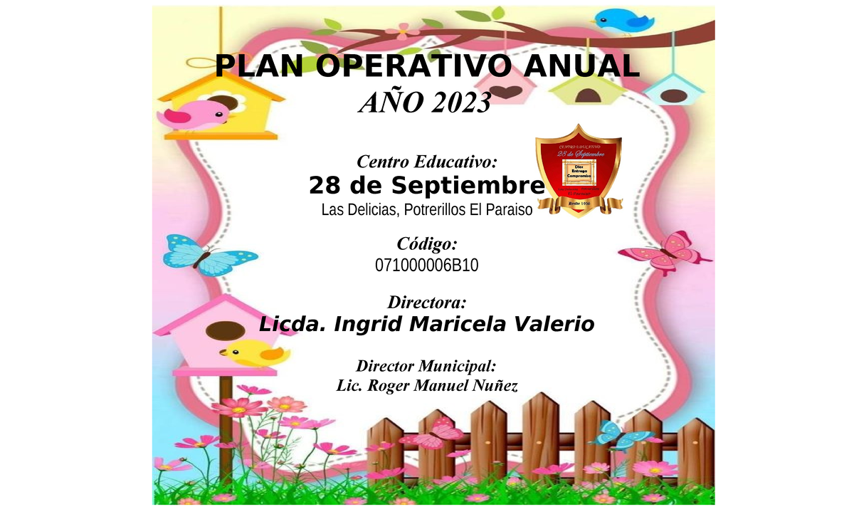 641686616 Plan Operativo Anual 2023 - Centro Educativo 28 de Septiembre ...