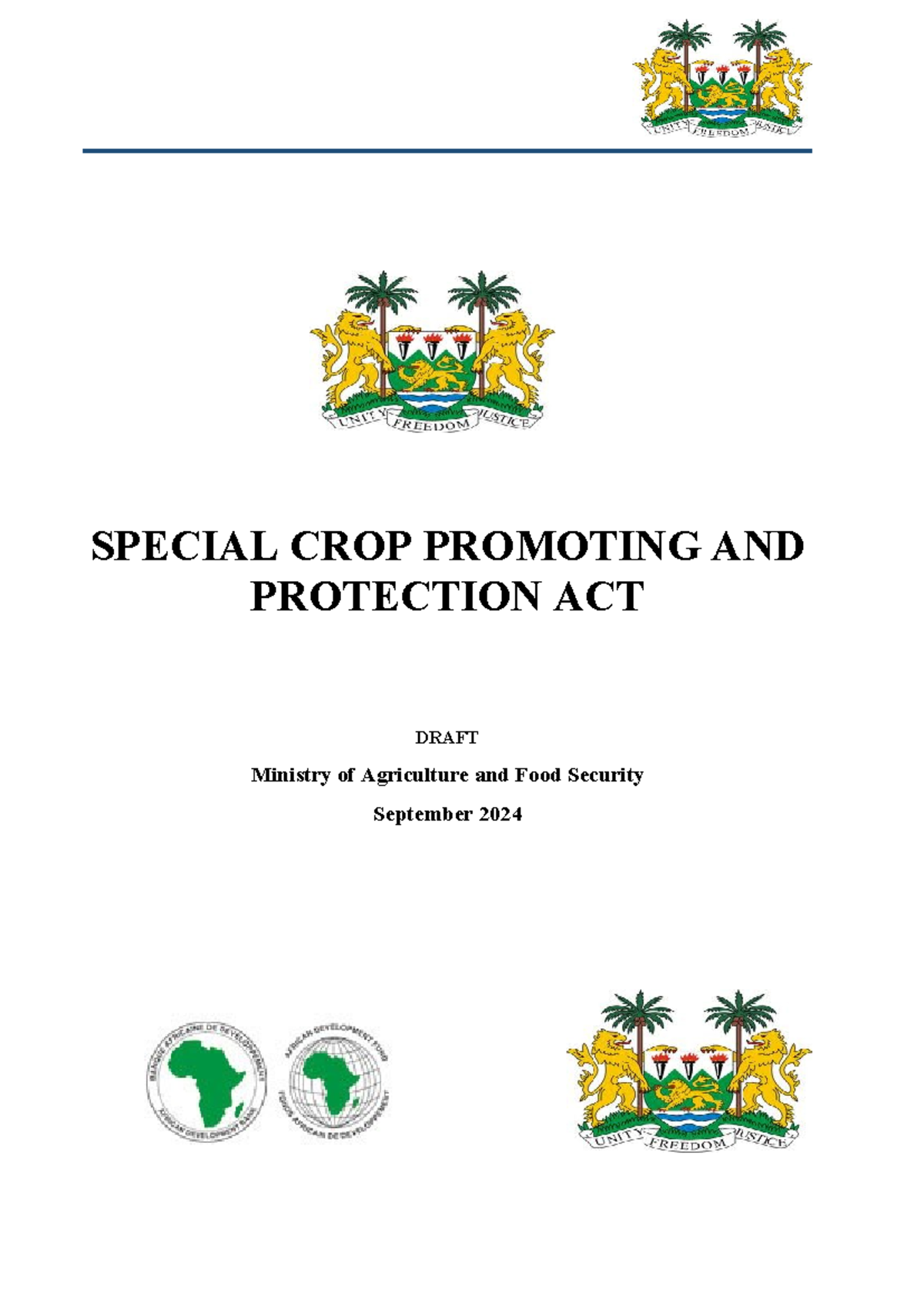 Crop protection and promotion Act draft 2024 - SPECIAL CROP PROMOTING ...