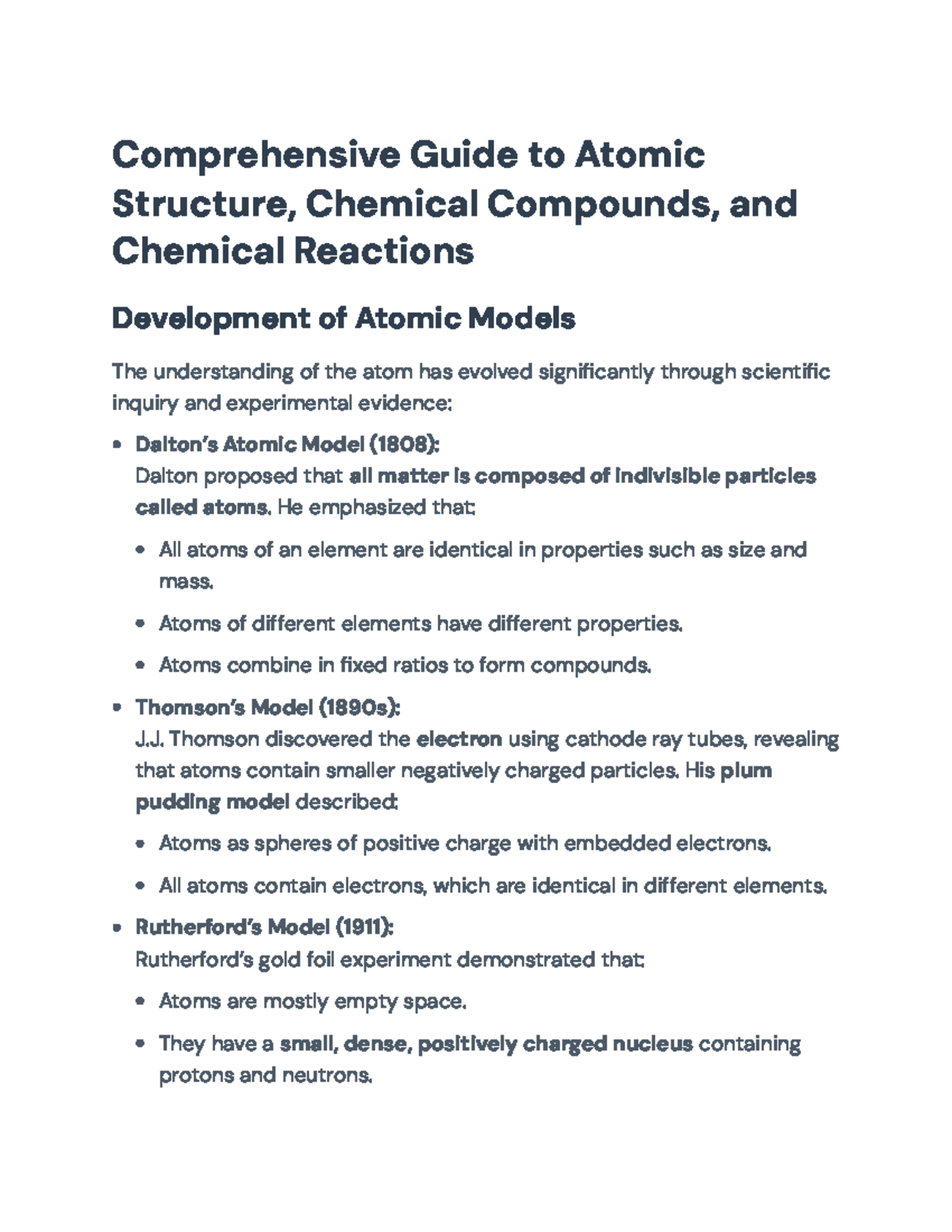 Comprehensive Guide to Atomic Structure & Chemical Compounds (CHEM 101 ...