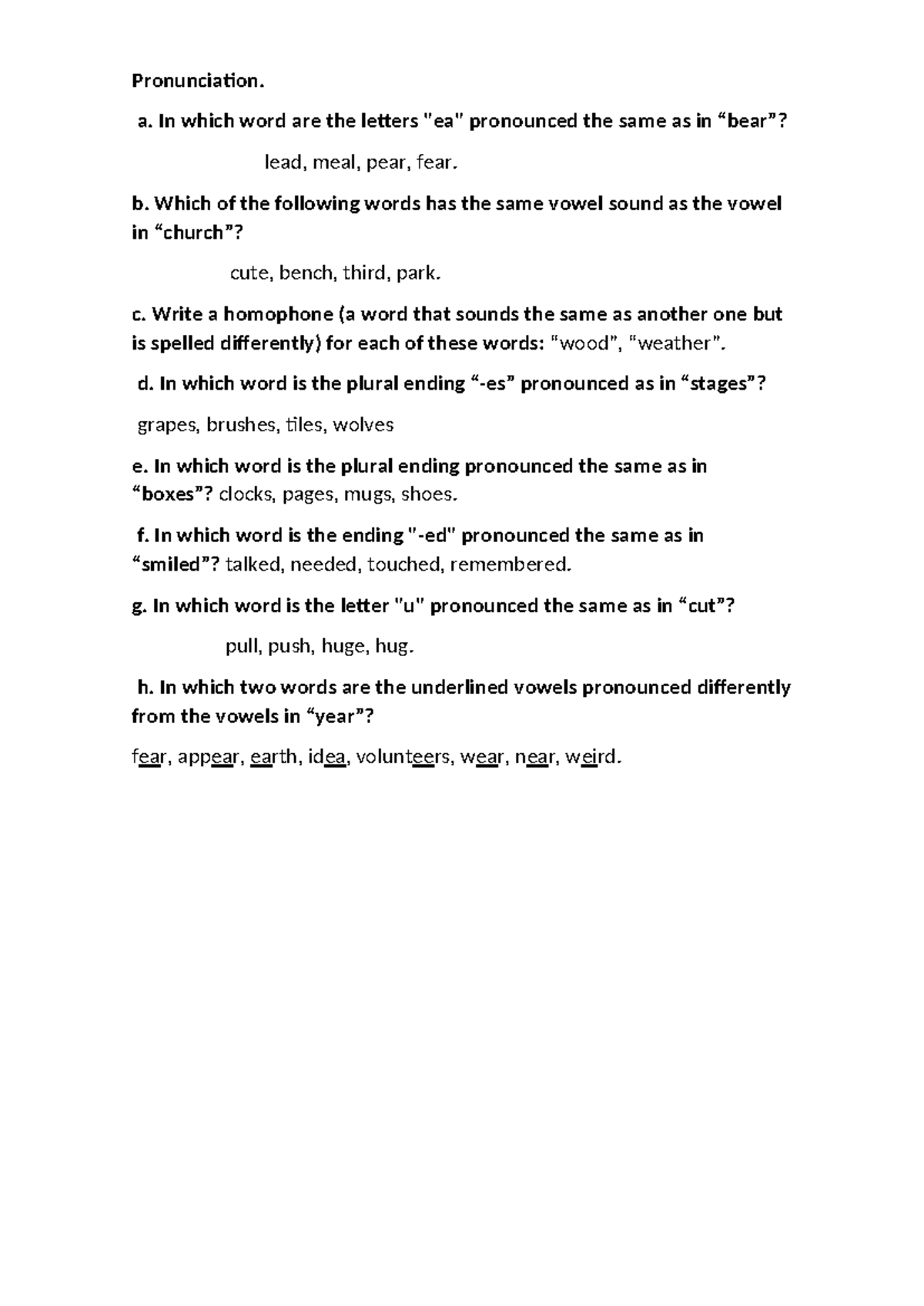 Pronunciation Examen 2024 Selectividad: Key Questions and Answers - Studocu