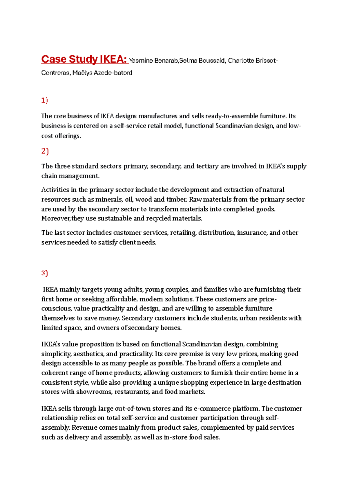 Case Study: IKEA's Business Model and Supply Chain Management - Studocu