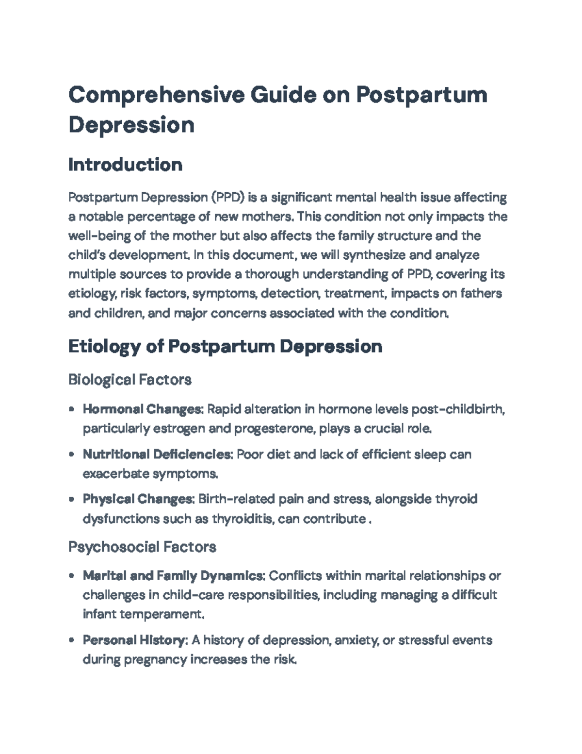 Comprehensive Overview of Postpartum Depression: Causes & Effects - Studocu
