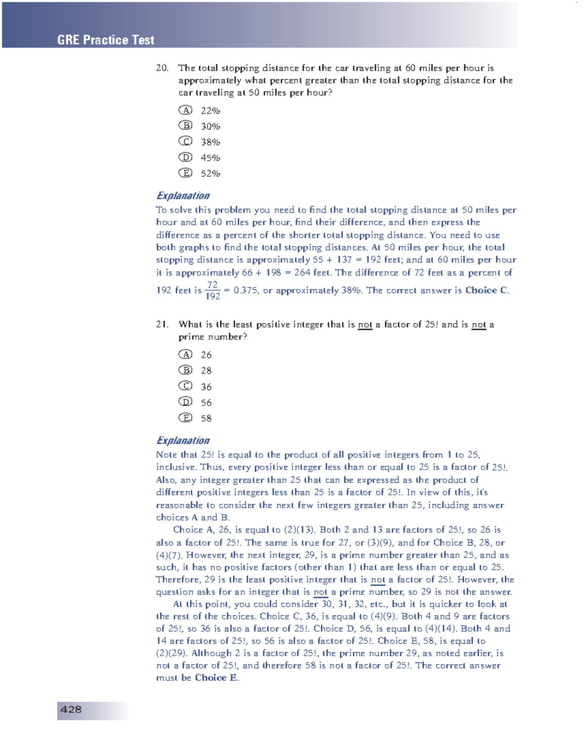 GRE Practice Test 20: Total Stopping Distance Analysis - Studocu