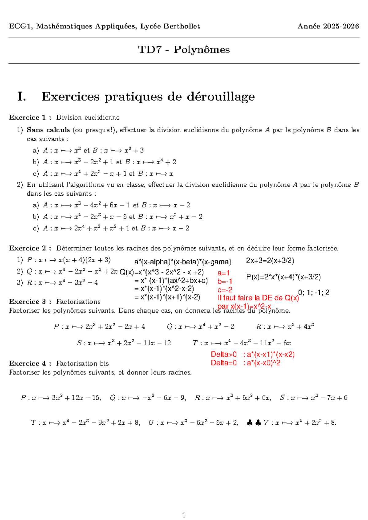 TD7 Polynômes I - Exercices Pratiques de Mathématiques Appliquées - Studocu