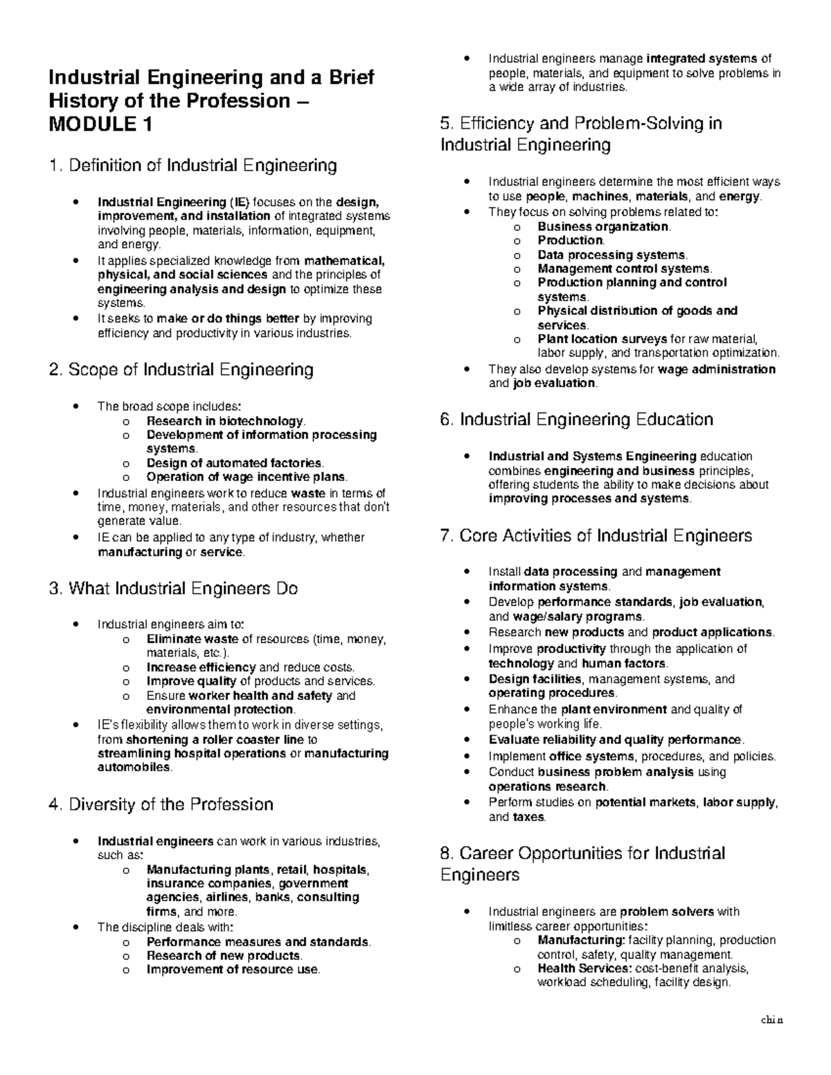 IE 101 - Module 1 Lesson: Understanding Industrial Engineering - Studocu