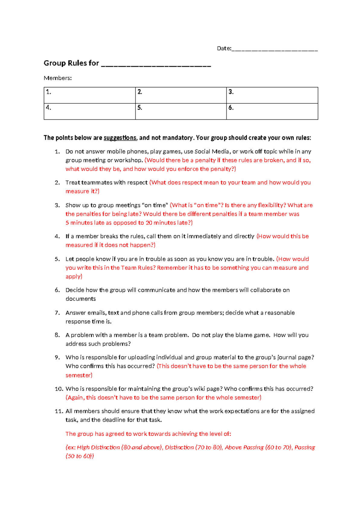 INDE1001 - Workshop 2.7: Example Group Rules Template - Studocu