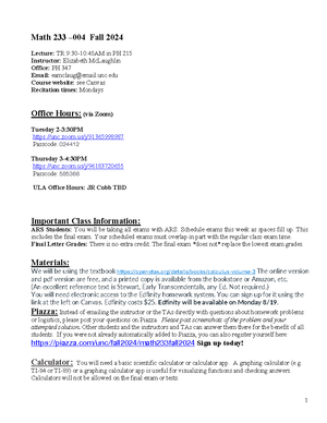 Test1Review Solutions - Math 233 Test 1 Review Problems Sections 2 - 2 ...