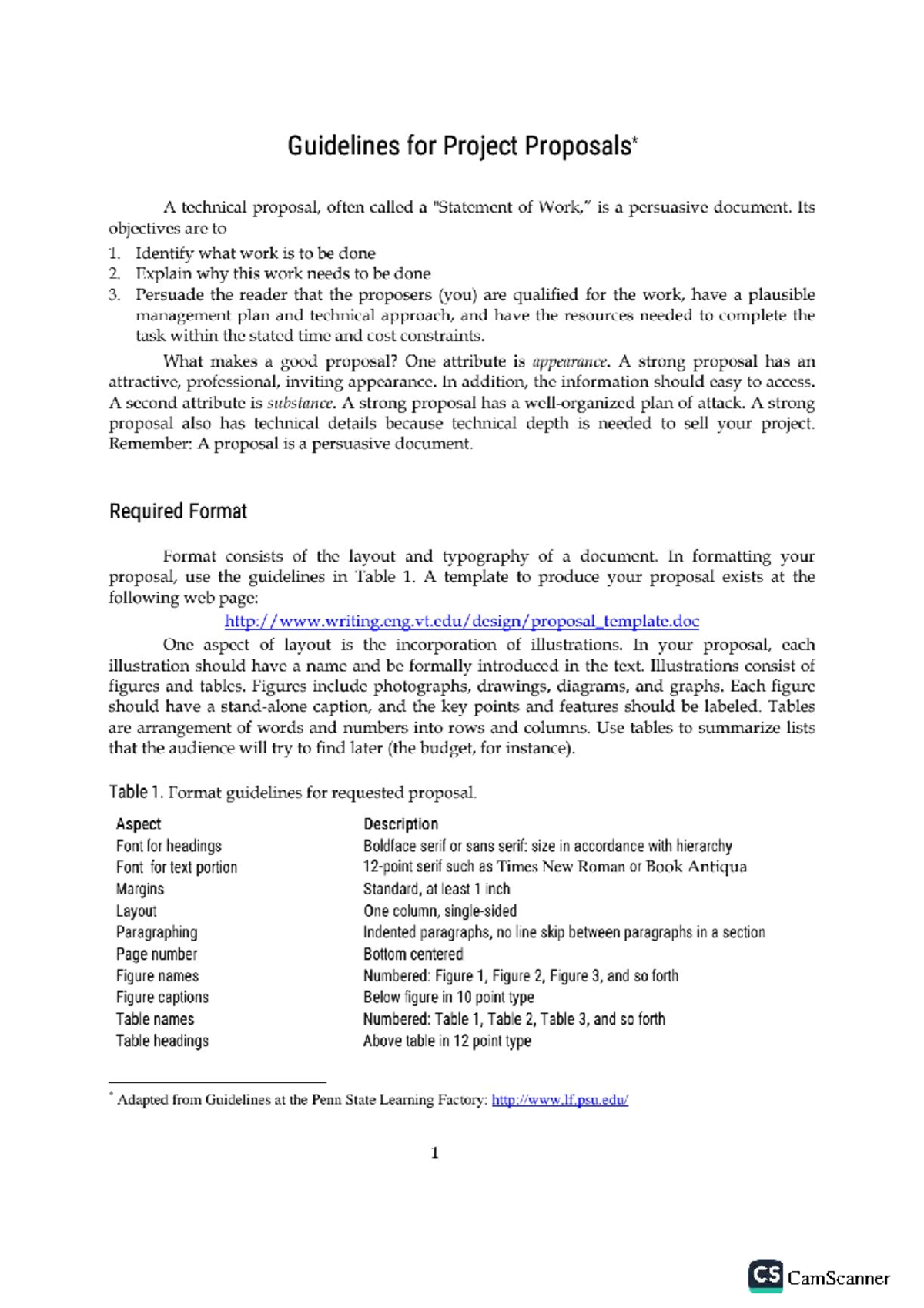 Proposal Guidelines for Project A: Technical Proposal Essentials CS 101 ...