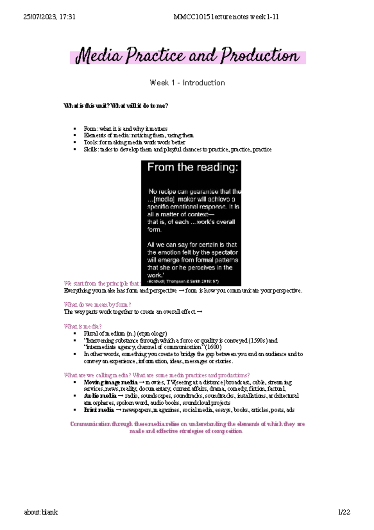 MMCC1015 lecture notes week 1-11 - Week 1 - introduction What is this ...