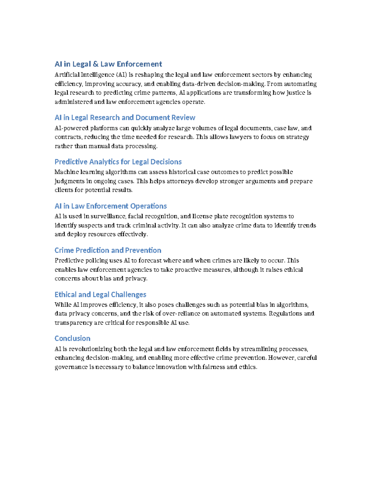 AI in Legal & Law Enforcement: Transforming Justice & Ethics - Studocu