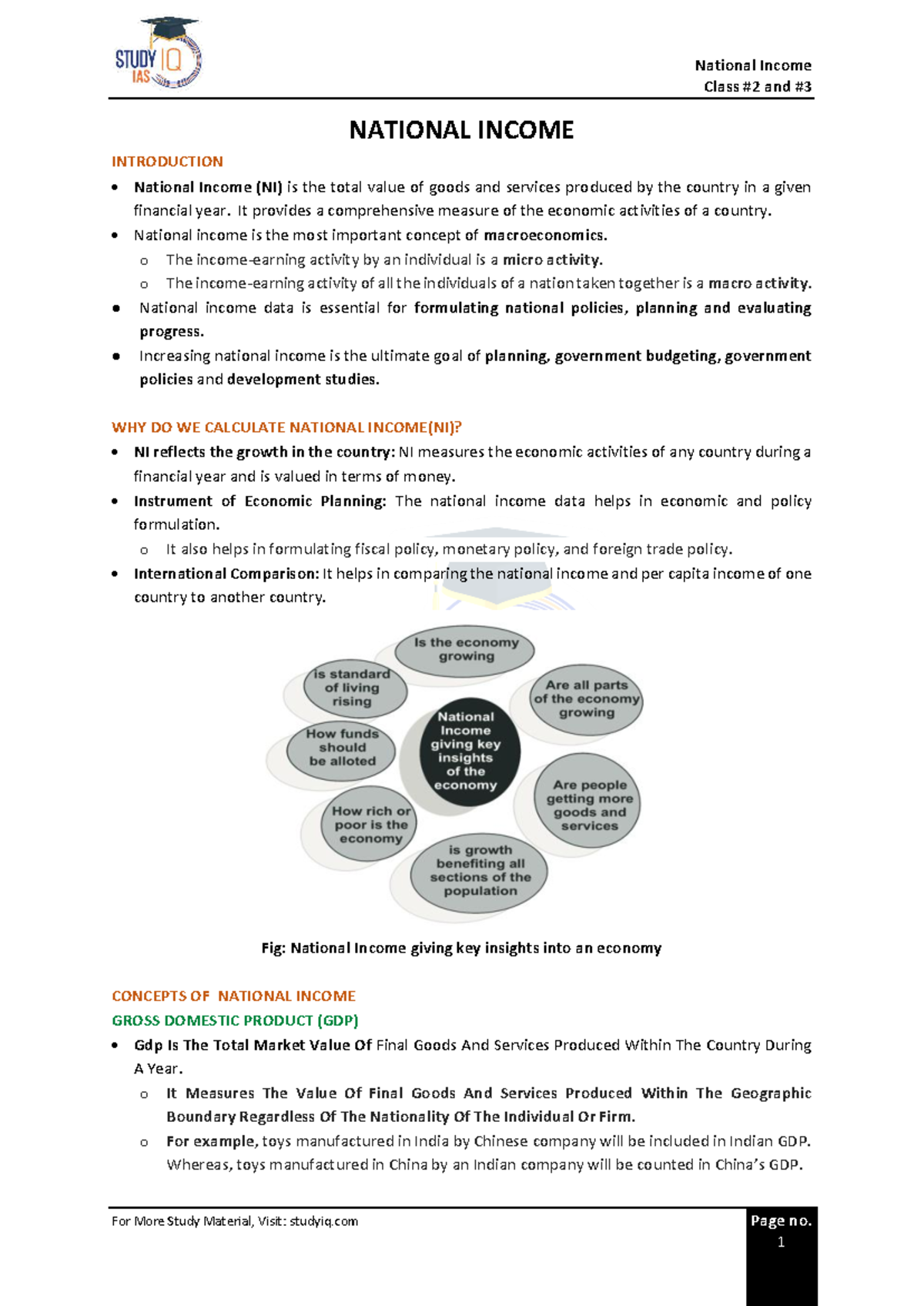 National Income Class: Comprehensive Overview and Key Concepts - Studocu