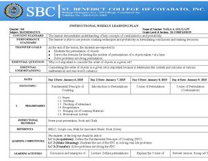 AMT WEEK 2 Grade 7 - AMT - INSTRUCTIONAL WEEKLY LEARNING PLAN Quarter ...