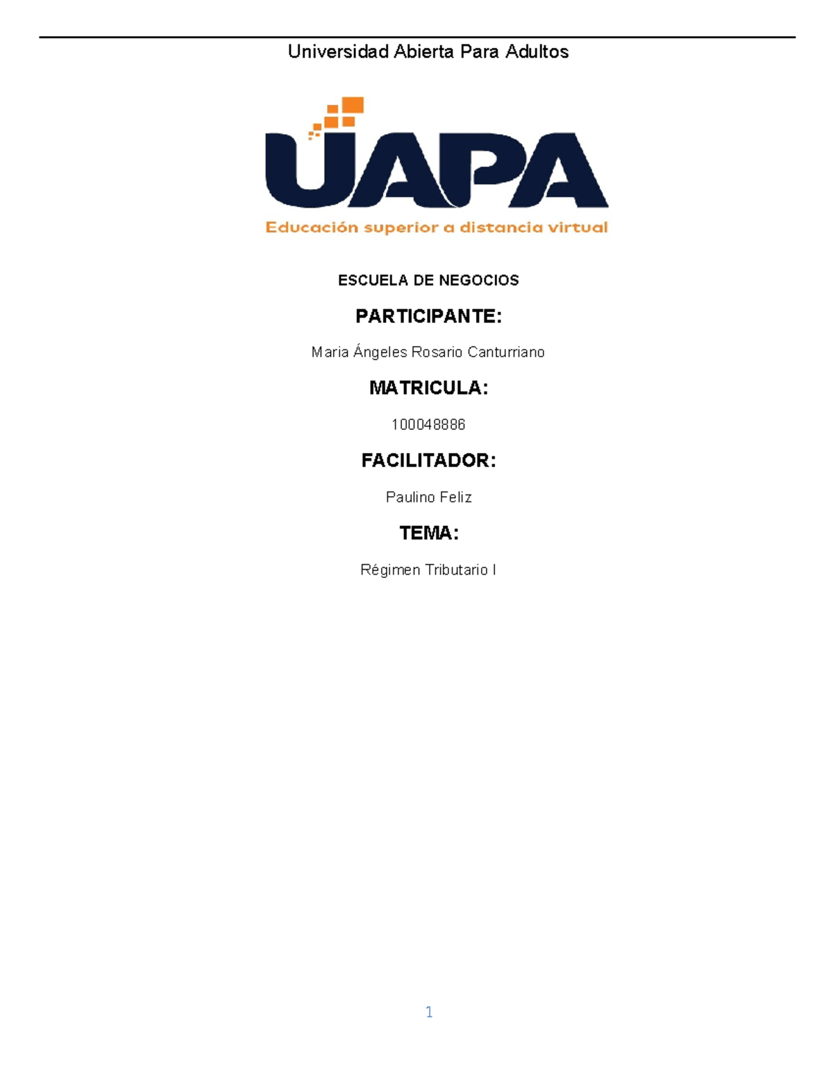 IT-1 2018 Final Project on Regimen Tributario I Analysis - Studocu