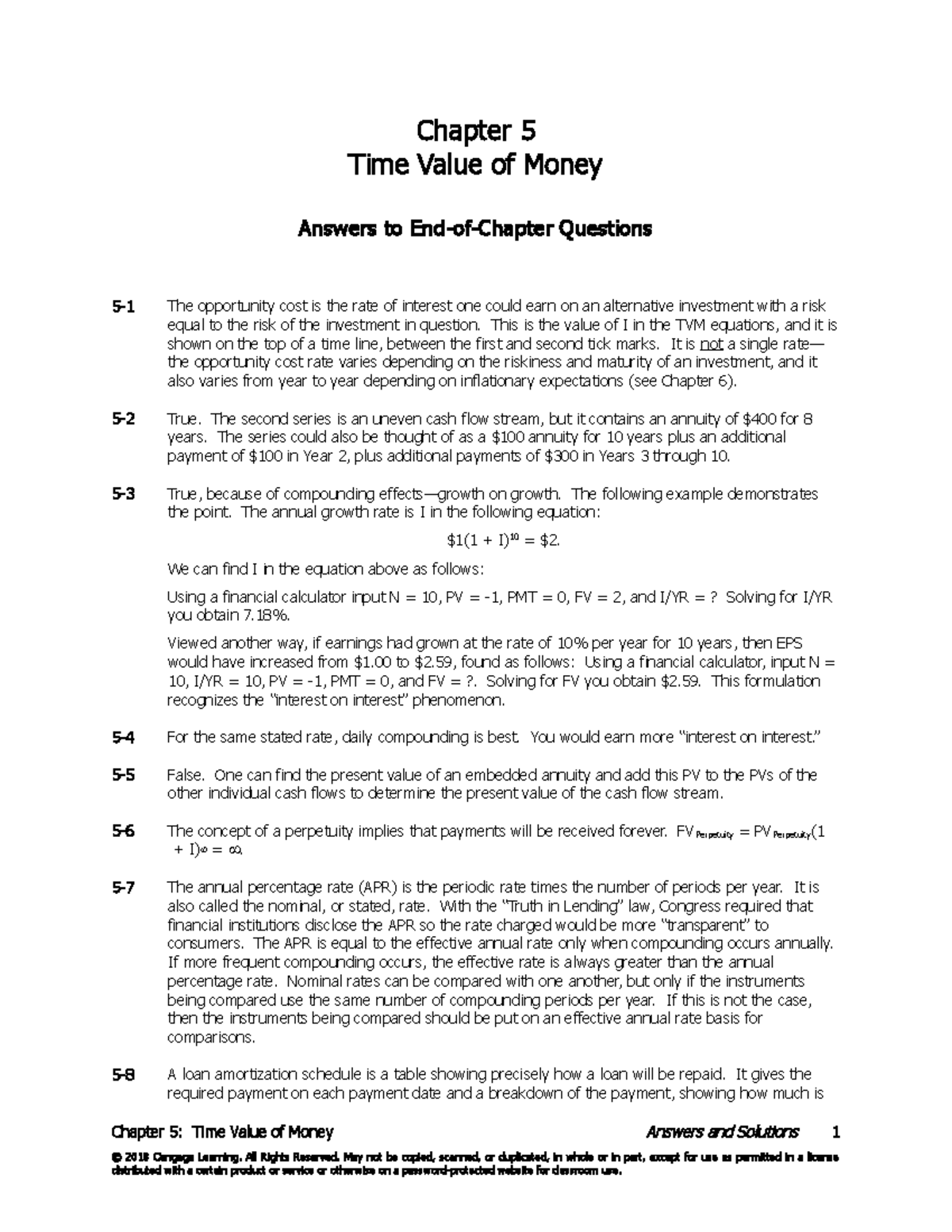 Ch 05: Time Value of Money - Answers & Solutions Guide - Studocu