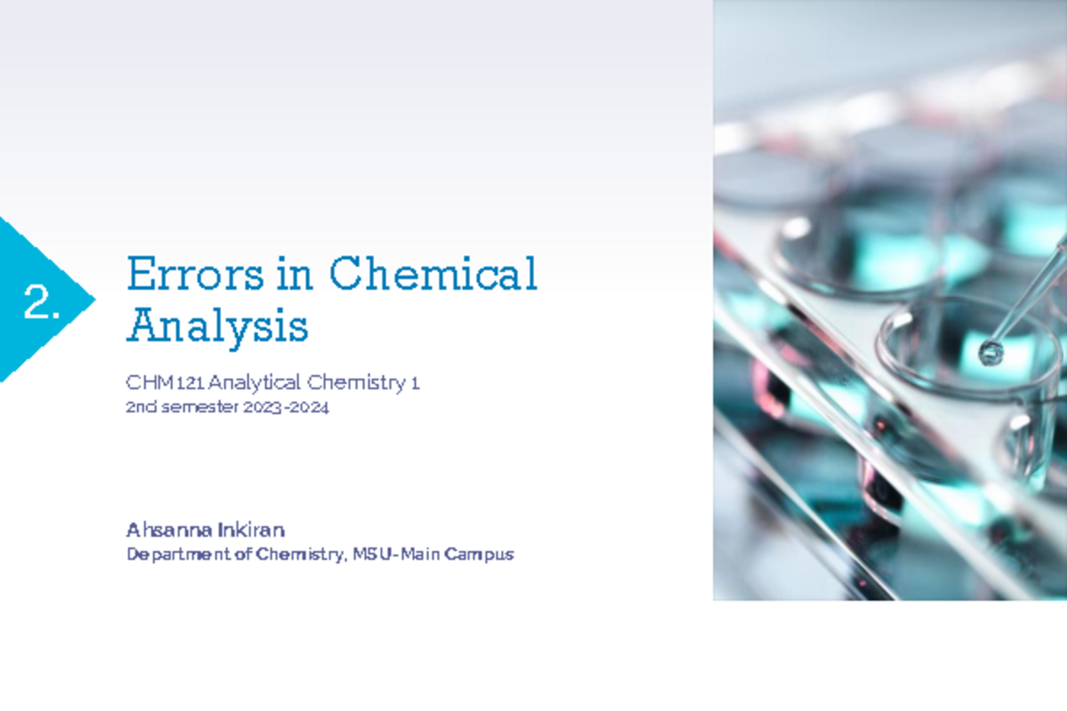 Errors in Chemical Analysis - Errors in Chemical Analysis ...