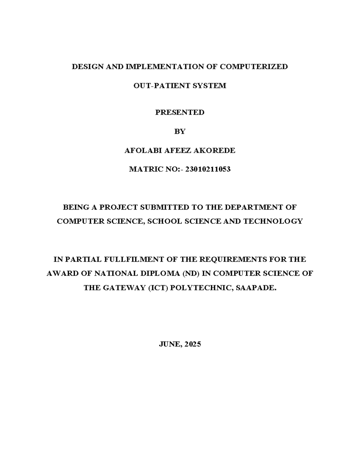 Design and Implementation of Computerized Outpatient System for NDCS ...