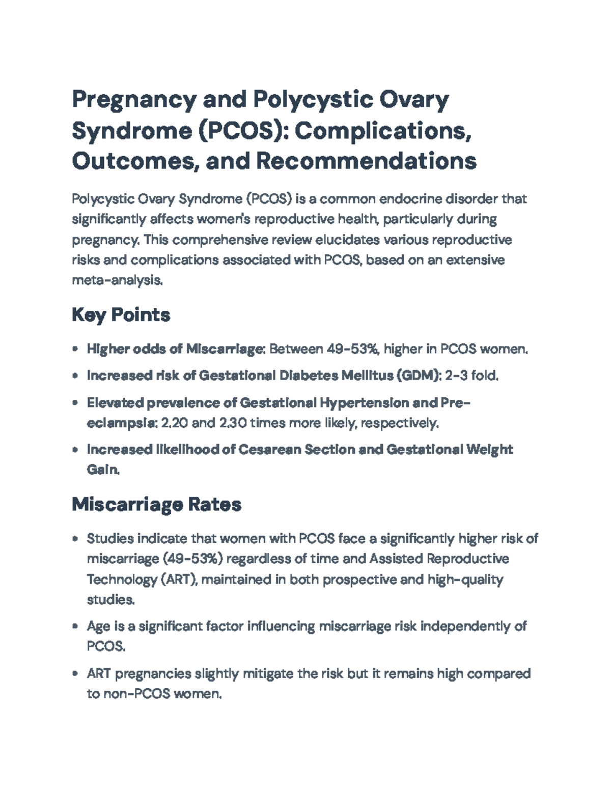 PCOS and Pregnancy: Complications, Risks & Recommendations for Care ...