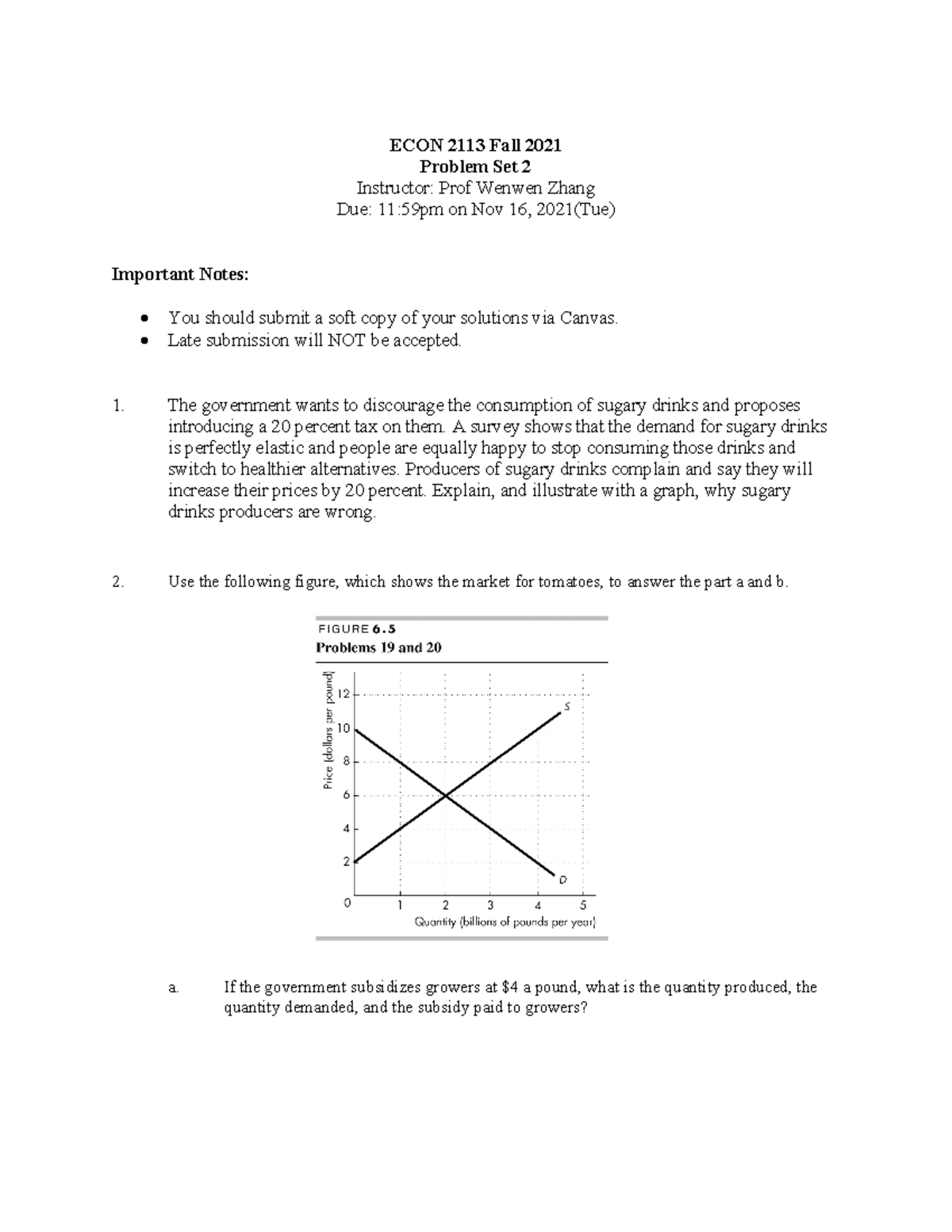 ECON 2113 Problem Set 2: Tax, Subsidies, and Consumer Choices Analysis ...