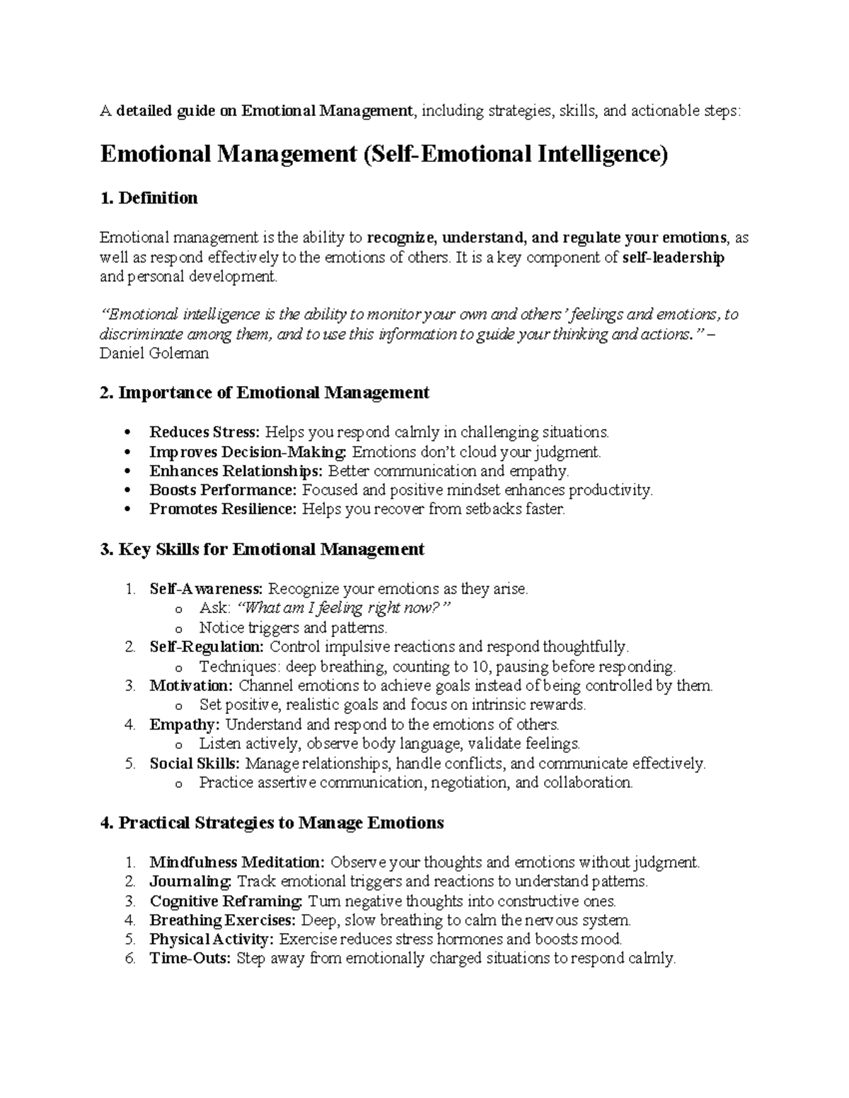 Emotional Management Strategies: A Comprehensive Guide - Studocu