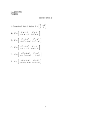 MA265 Fall 2022 Exam 2 - practice exam - MA 265, Fall 2022, Midterm II ...