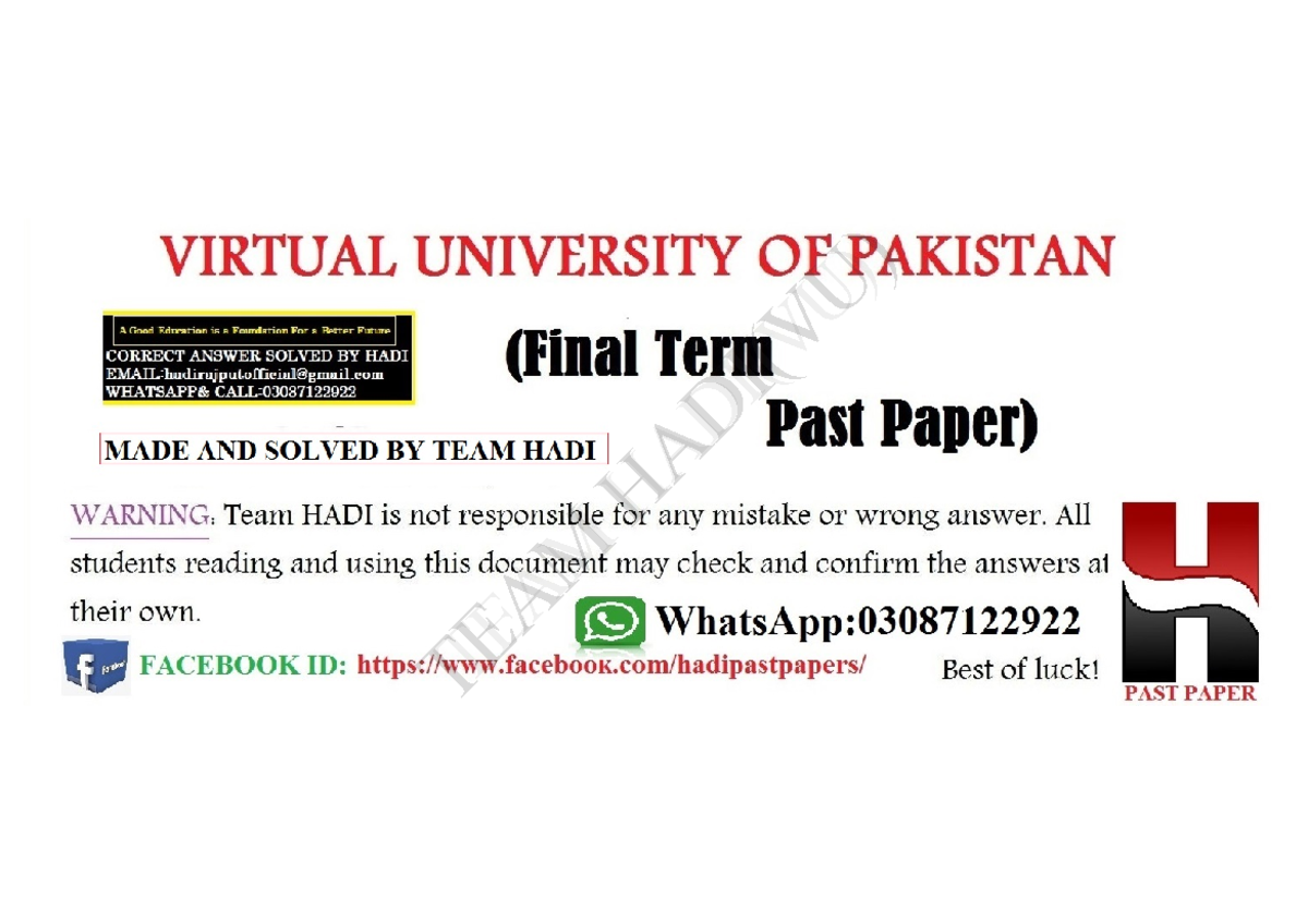 CS506 Final TERM FILE 1 Solved BY TEAM HADI - Calculus Math for B.Sc ...