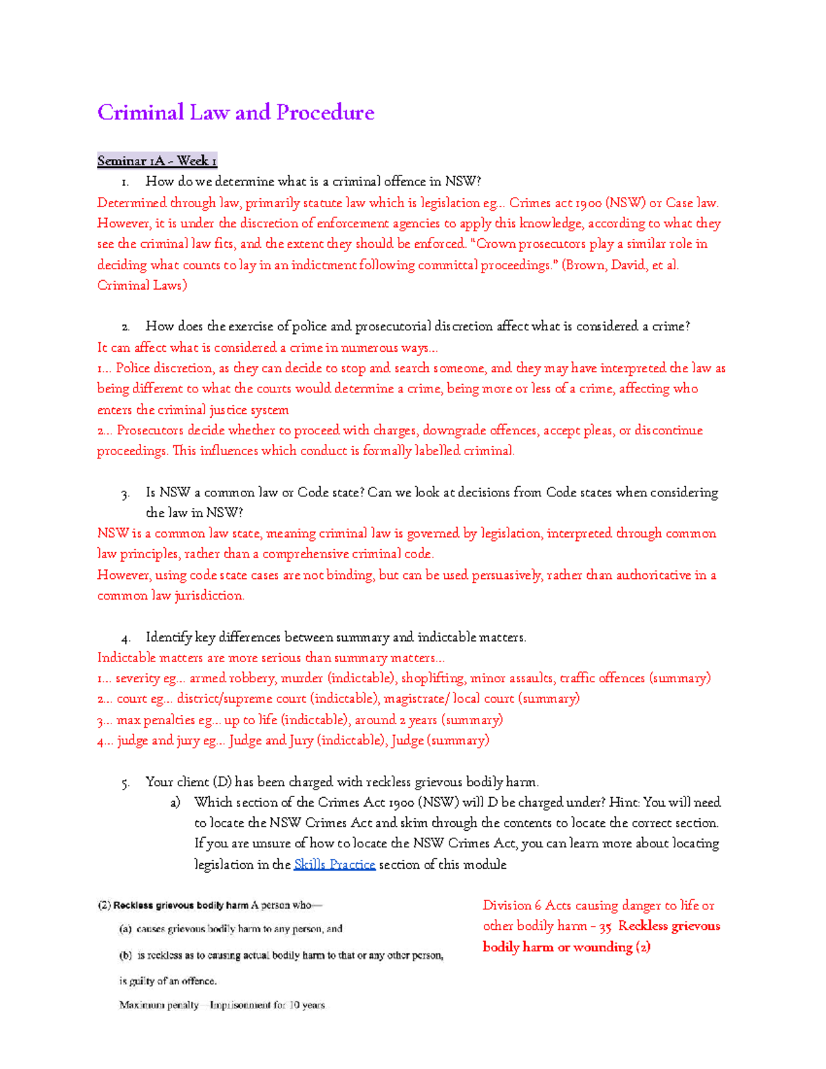 Criminal Law and Procedure Seminar 1A Week 1: Understanding Criminal ...