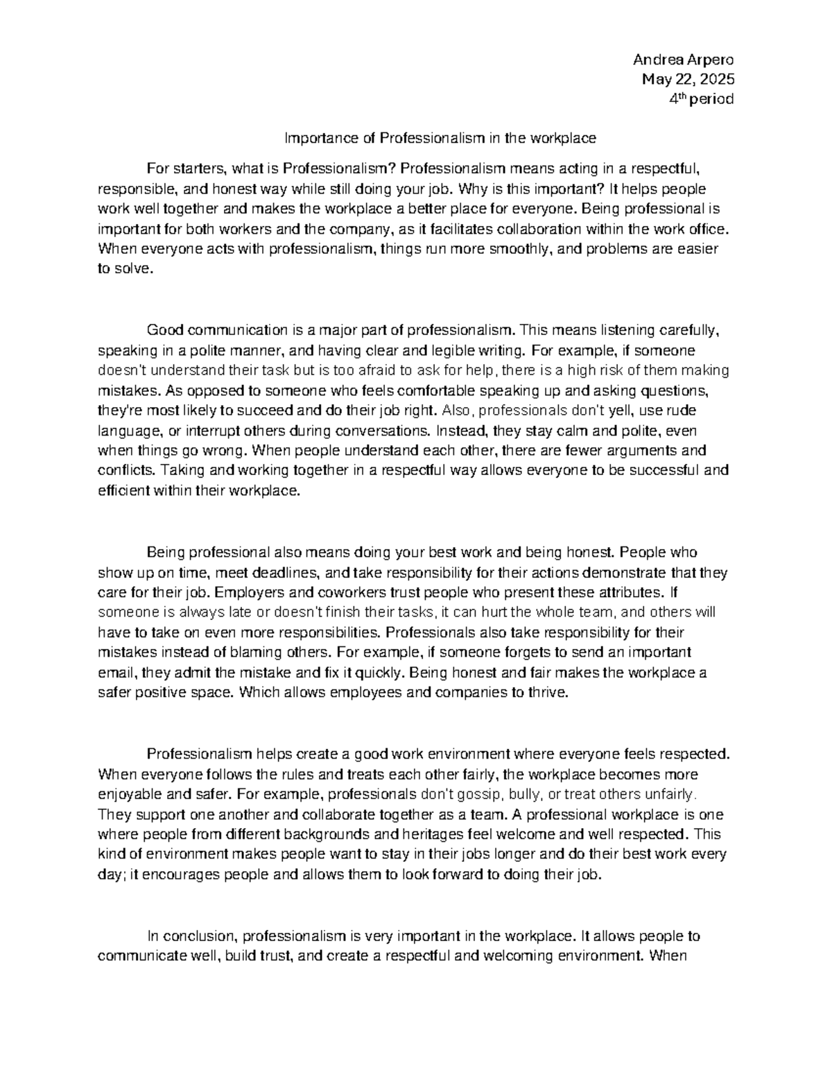 Business Law ACP Essay: The Importance of Professionalism in the ...