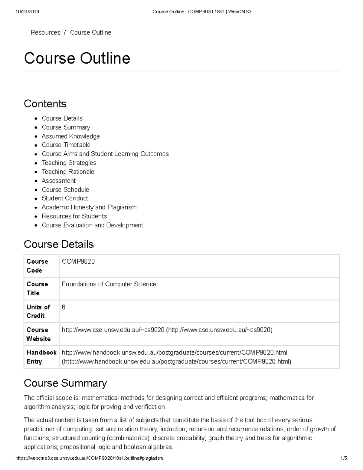 COMP9020 - Course Outline and Resources for Computer Science ...