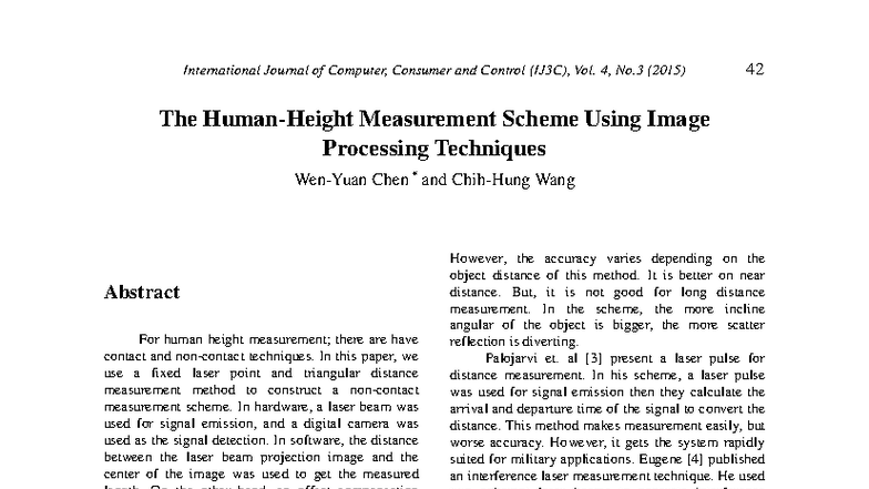 The Human Height Measurement Scheme Using Image Processing Techniques ...