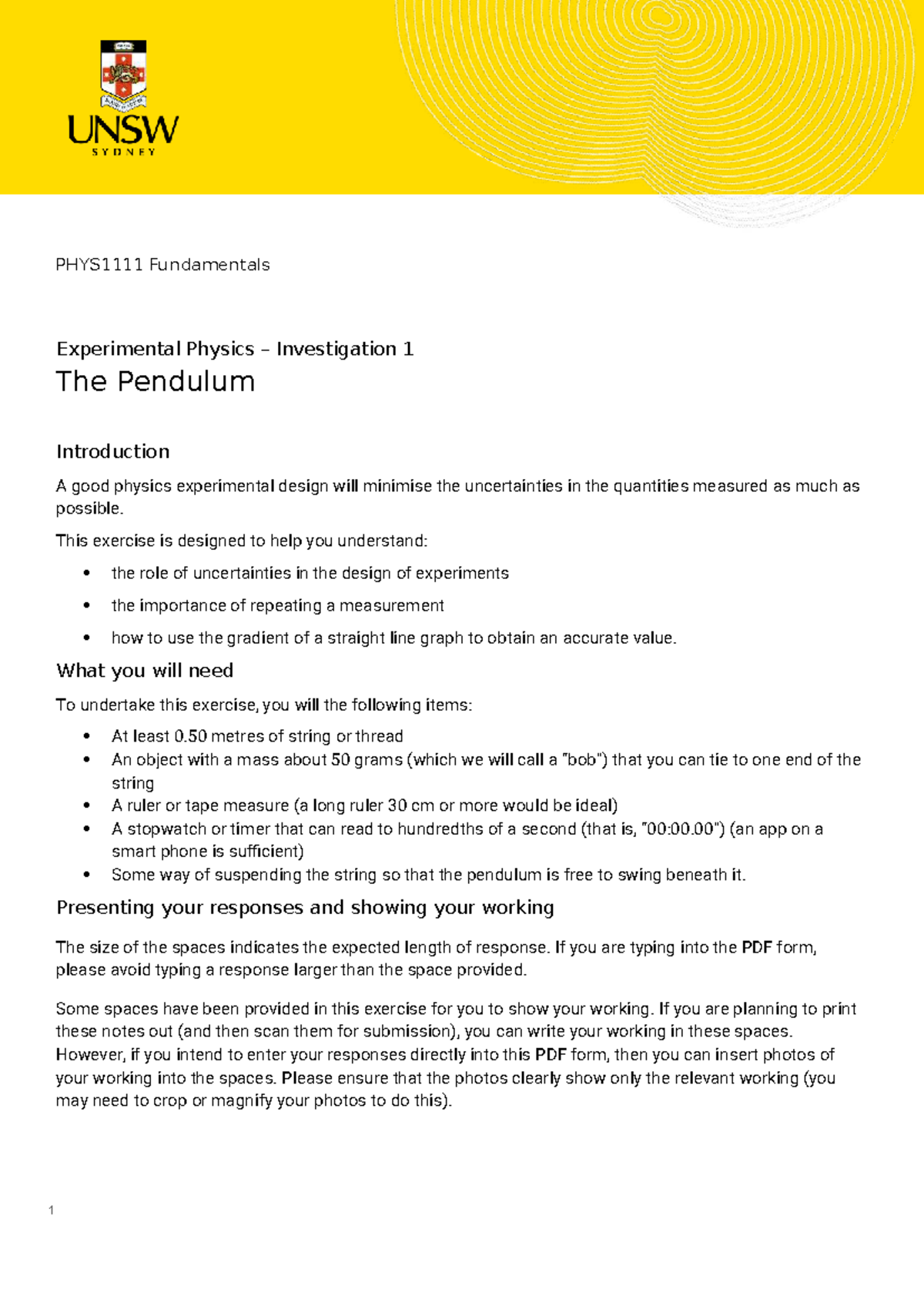 pendulum-experiment-lab-report-phys101-week-2-studocu