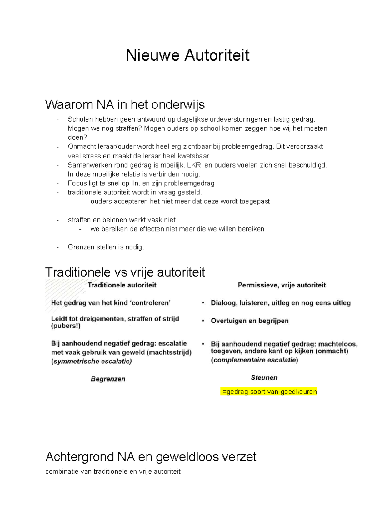 Pedagogische Basis Les 6: Nieuwe Autoriteit in het Onderwijs - Studocu