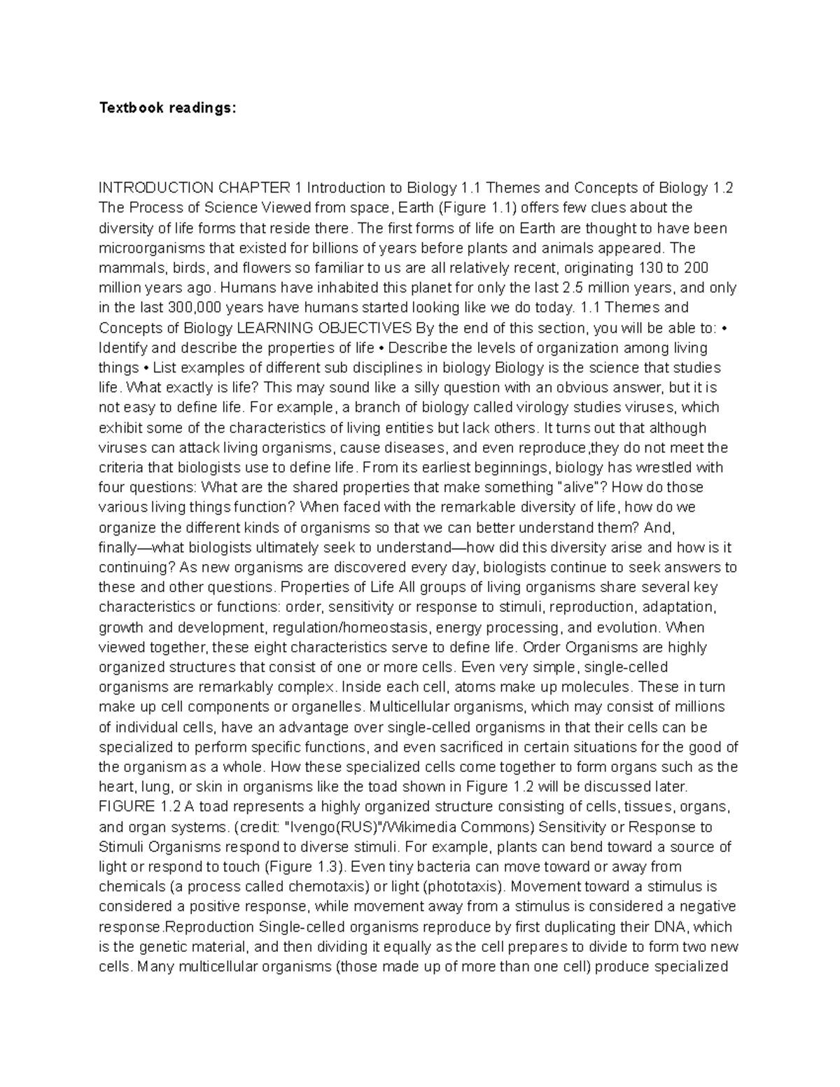 Foundational Concepts of Biology - BIO101 Chapter 1 Overview - Studocu