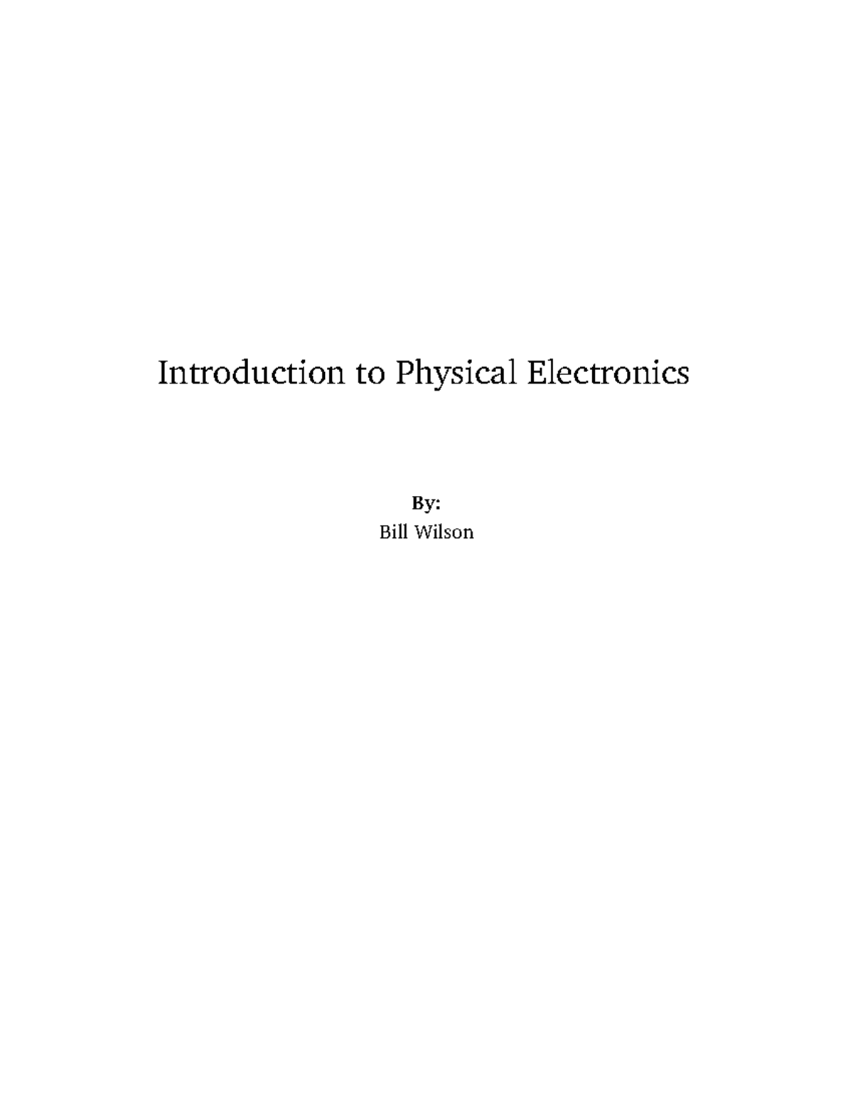 Physical electronics - Lecture notes 2 - Introduction to Physical ...