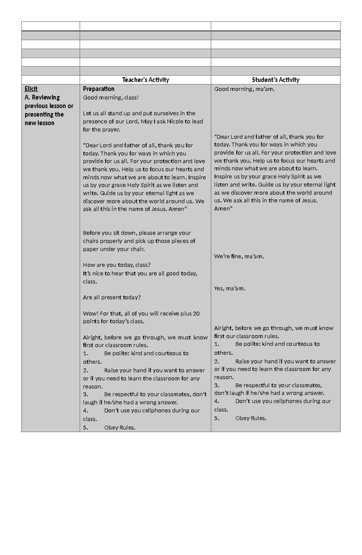LP Science 2ND - Template - Teacher’s Activity Student’s Activity ...