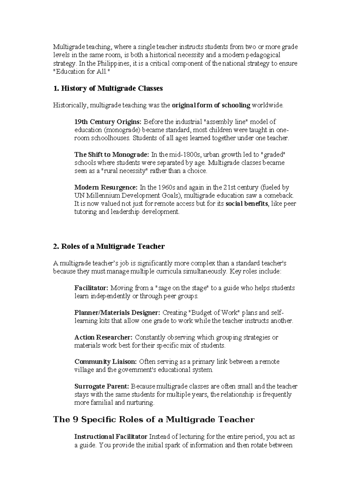 Midterm Study Notes on Multigrade Teaching Strategies - Studocu