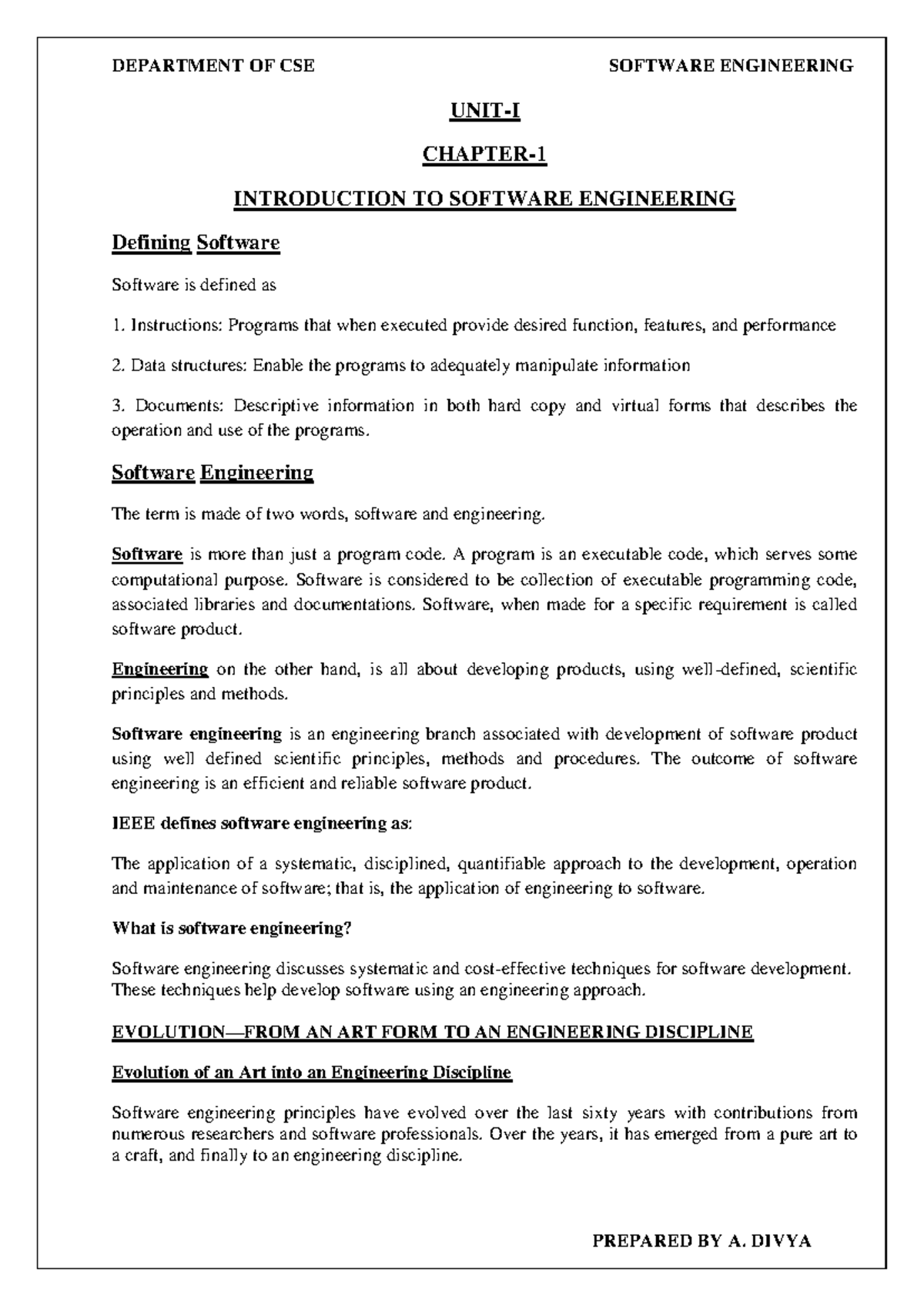 CSE 101: Introduction to Software Engineering - Key Concepts and ...