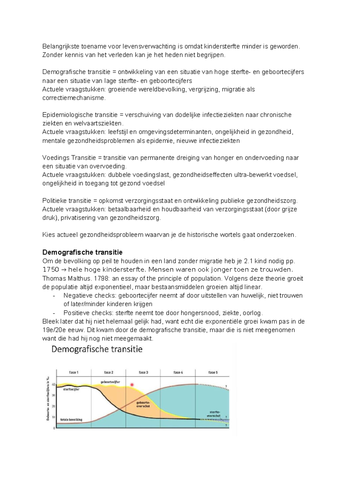 Aantekeningen College 1: Demografische en Epidemiologische Transitie ...
