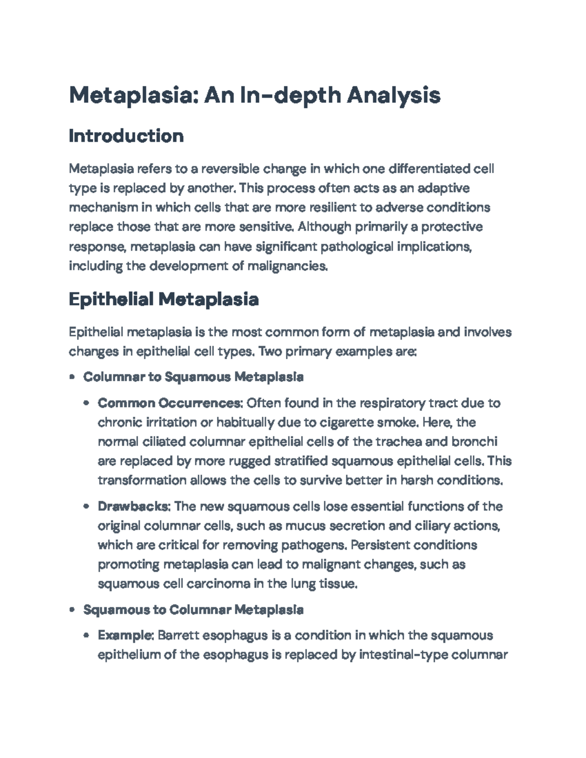 Metaplasia: Understanding Mechanisms, Types, and Clinical Implications ...