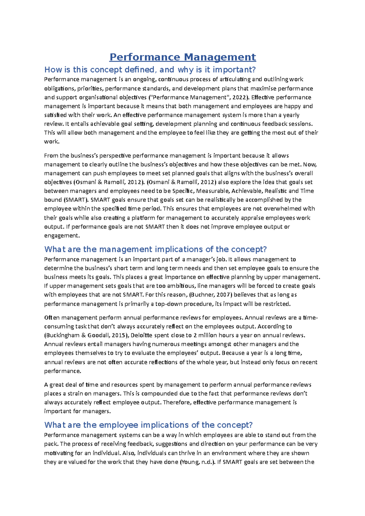 Assignemnt 1- Performance Management - Performance Management How is ...