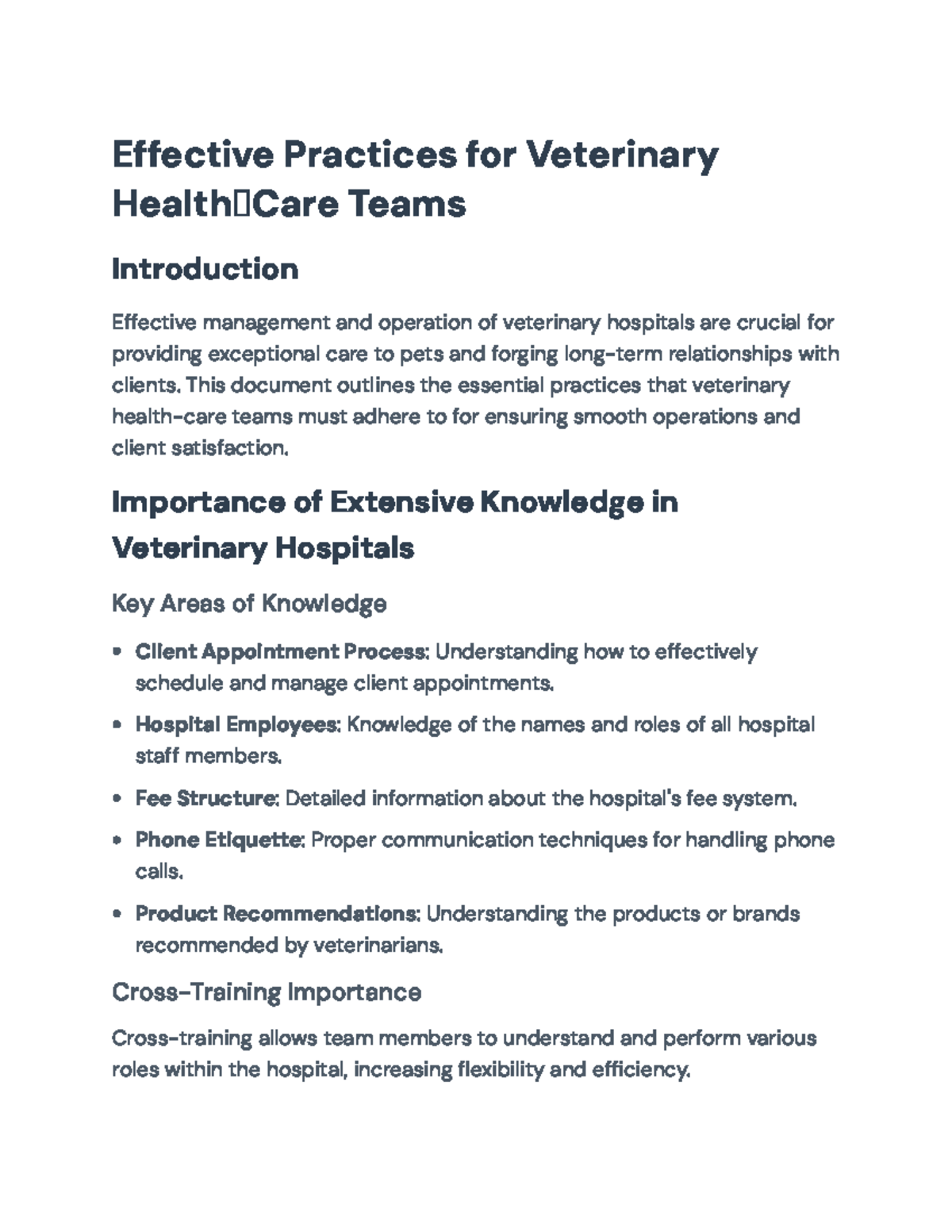 Effective Practices for Veterinary Health-Care Teams Management ...