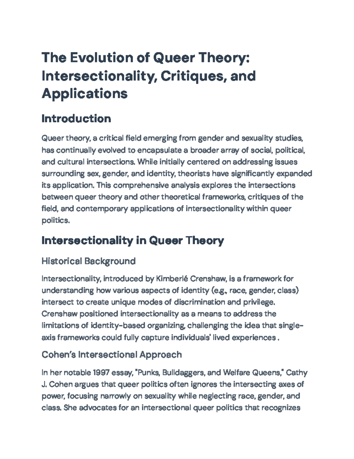 The Evolution of Queer Theory: Intersectionality and Critiques Analysis ...
