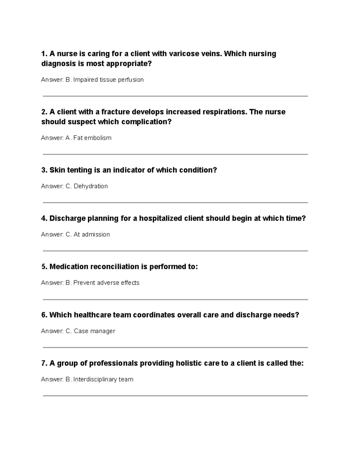 Nursing Midterm Exam Review: Key Concepts & Answers - Studocu