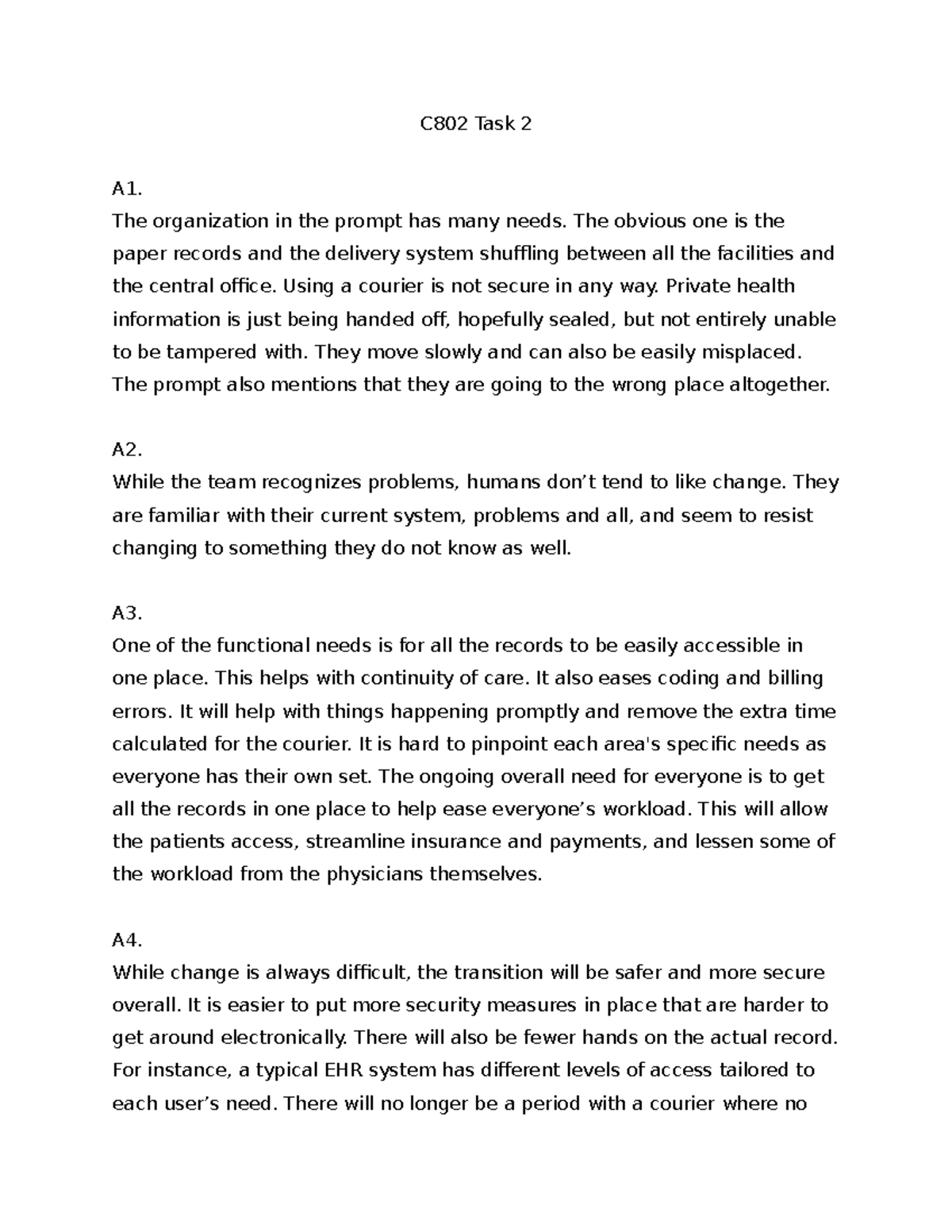 C802 Task 2 - after revision accepted - C802 Task 2 A1. The ...