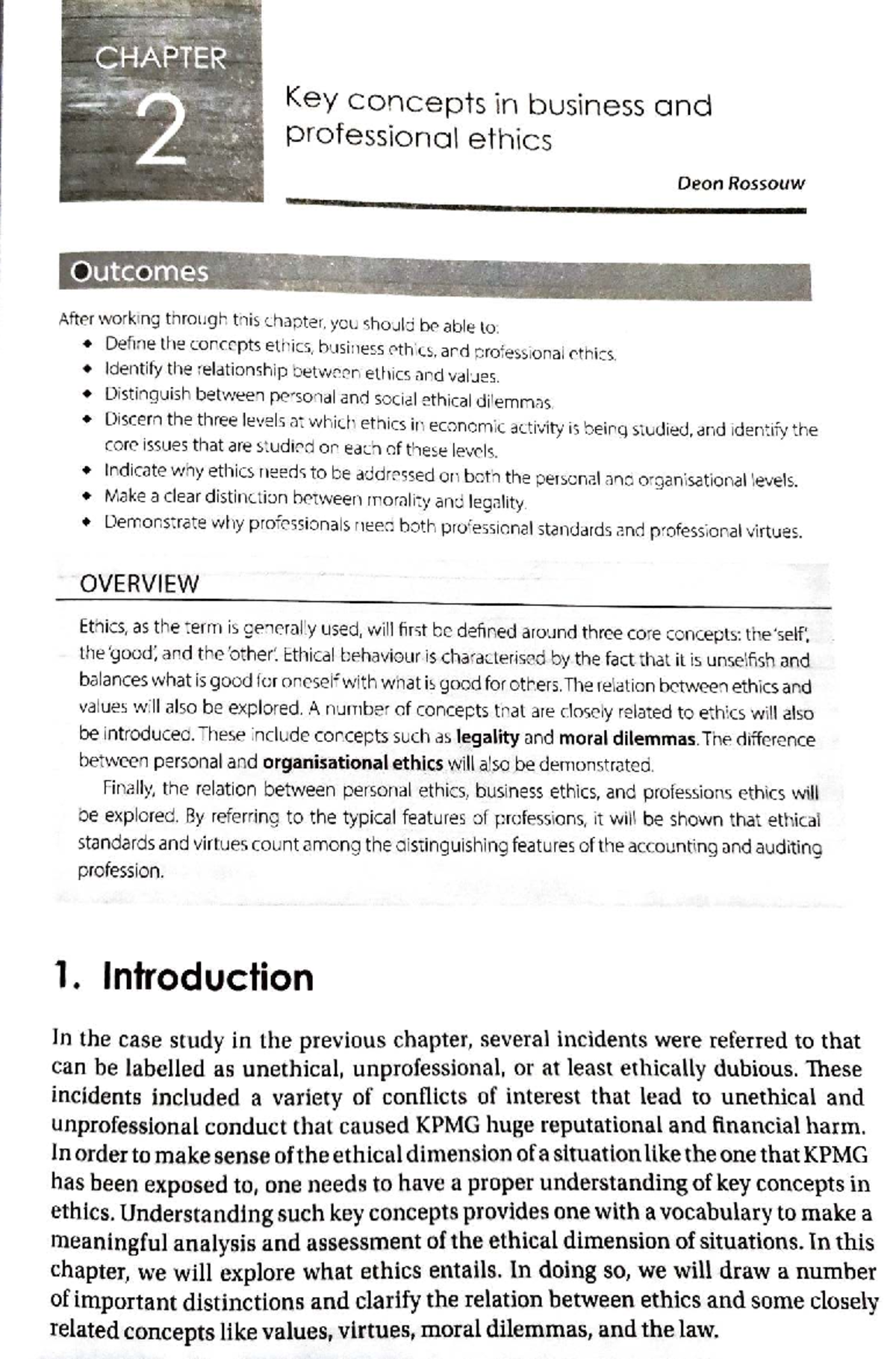 Chapter 2: Key Concepts in Business and Professional Ethics - Studocu