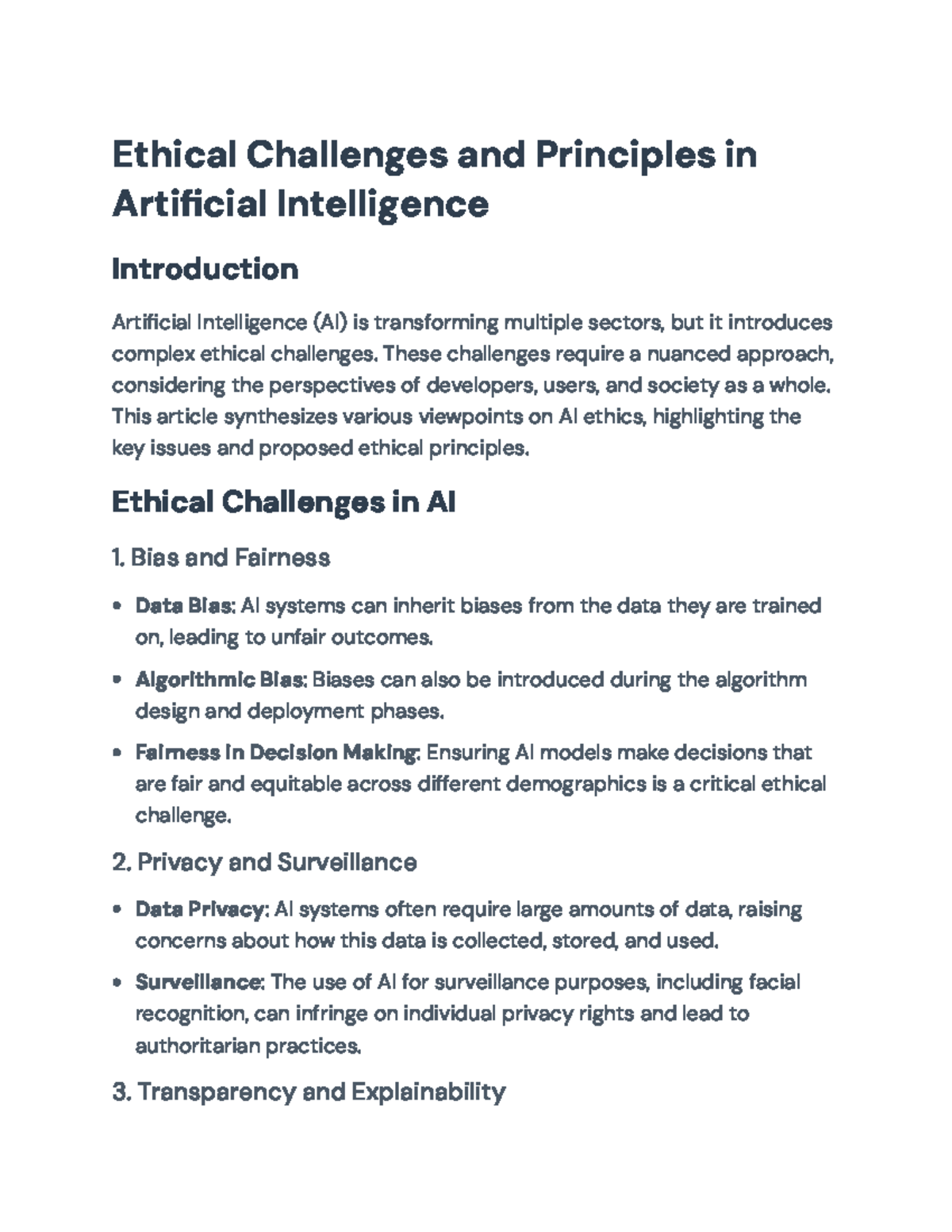 Ethical Challenges and Principles in AI Development and Implementation ...